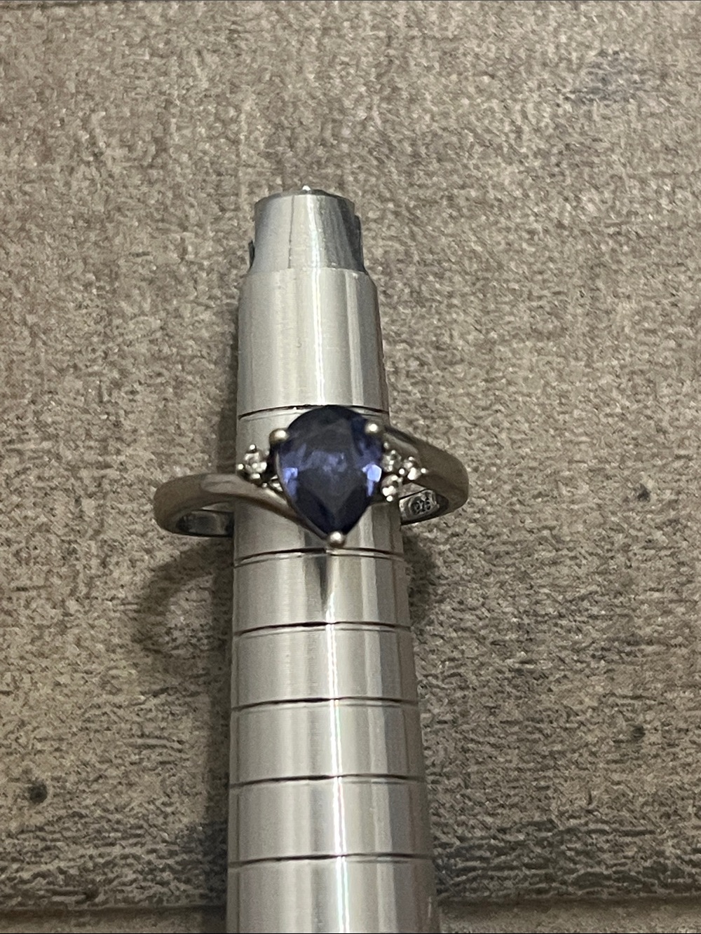 Sterling Pear-Shaped Purple Blue Gemstone Ring in Silver